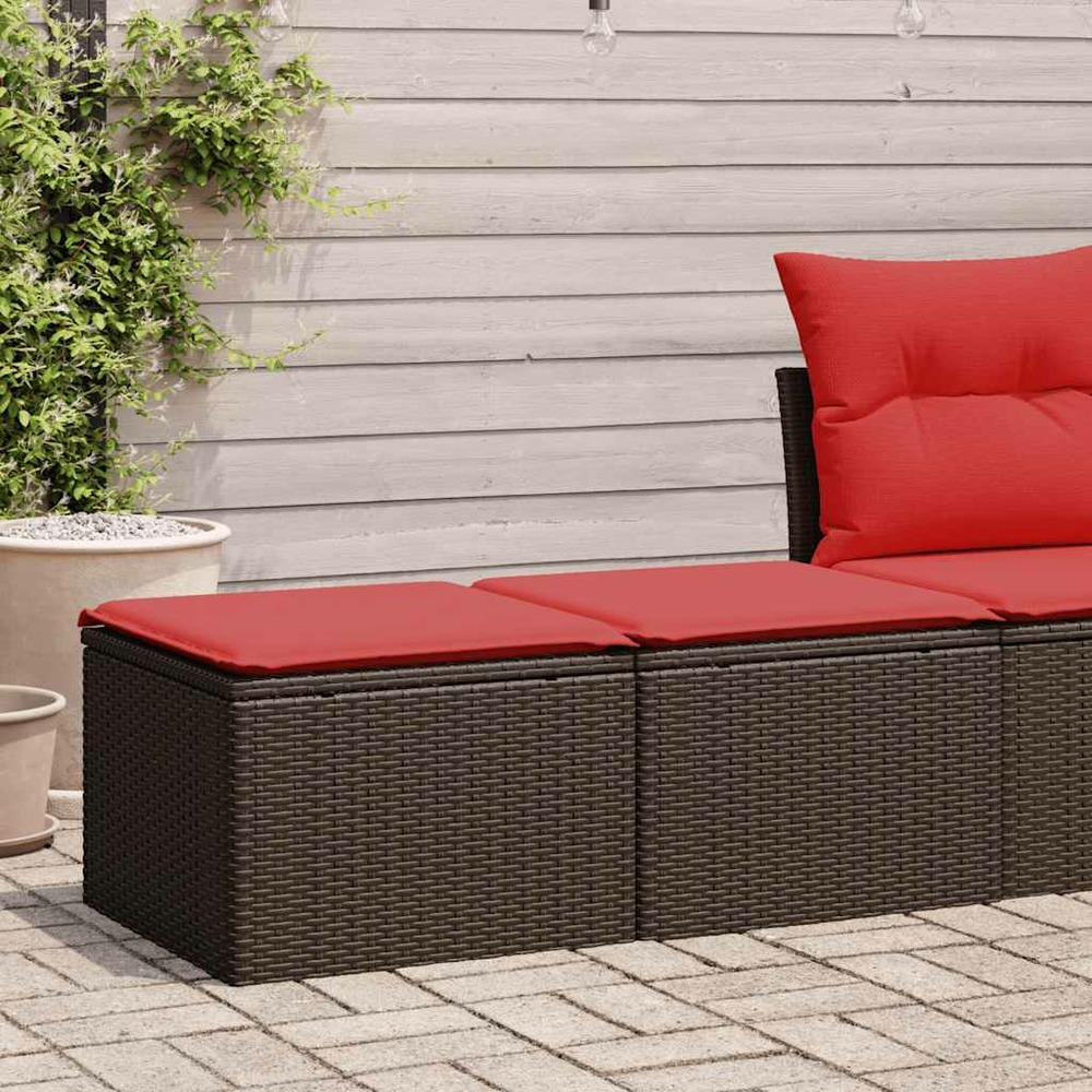 Salon de jardin avec coussins 2pcs marron résine tressée acacia
