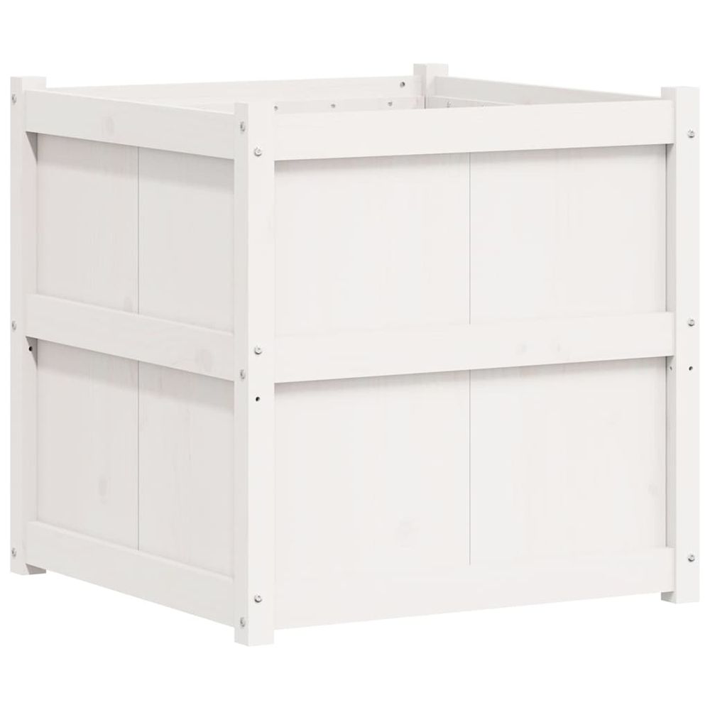 Jardinière blanc 70x70x70 cm bois de pin massif