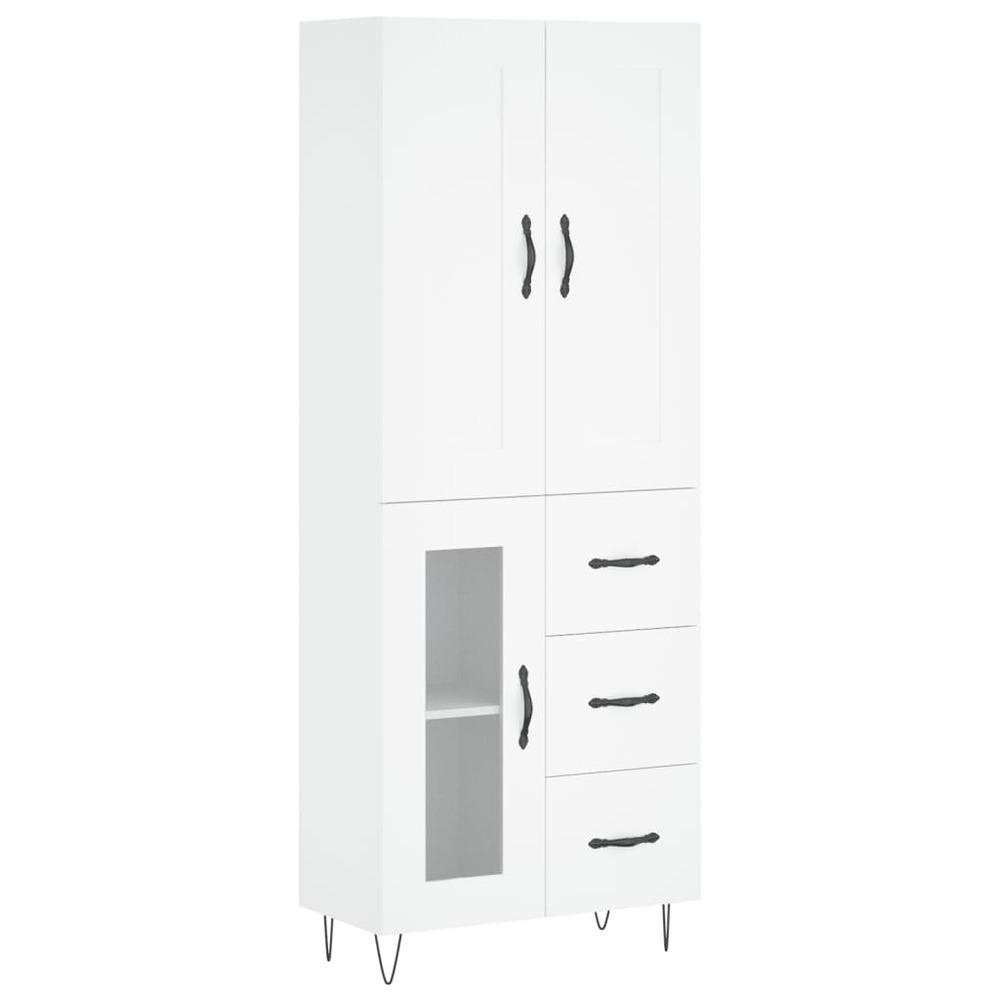 Buffet bahut commode armoire meuble de rangement organisateur cuisine salle de séjour salon haut 69,5 x 34 x 180 cm bois d'in