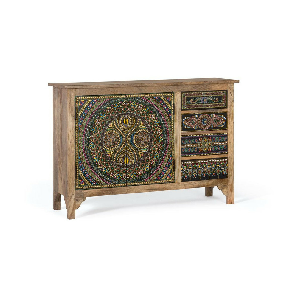 Buffet 4 tiroirs bois marron - danaé décoration d'autrefois