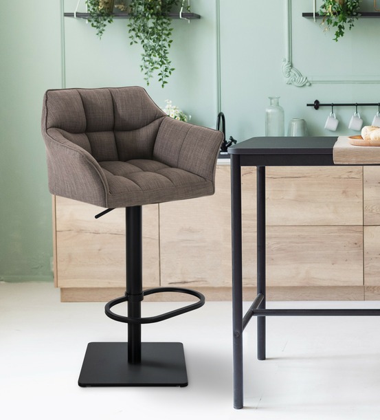 Lot de 2 tabourets de bar damaso tissu noir