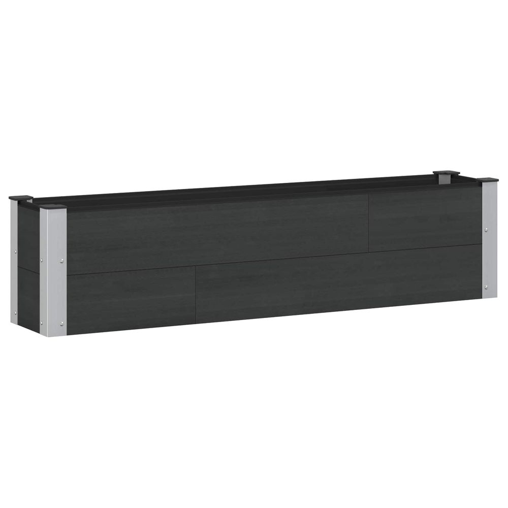 Jardinière surélevée noir 150 x 30 x 36 cm wpc et aluminium