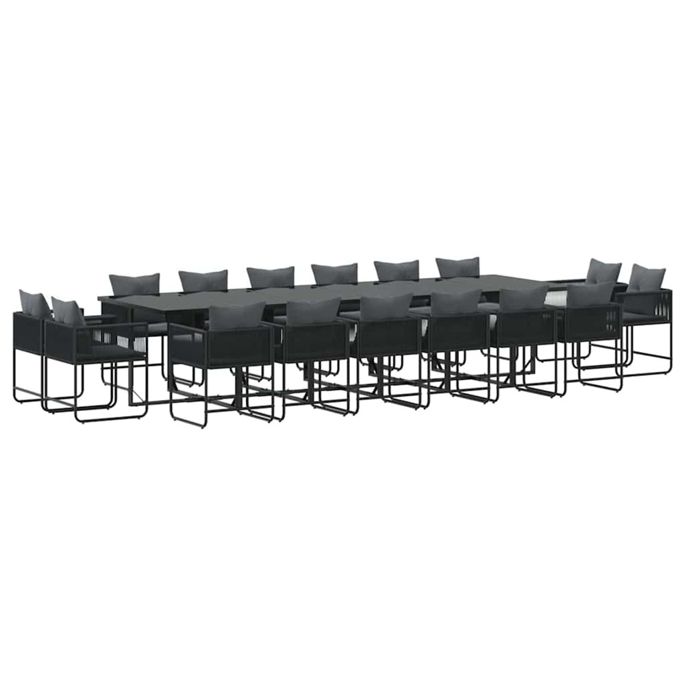 Ensemble de salle à manger pour jardin 17 pcs noir acier