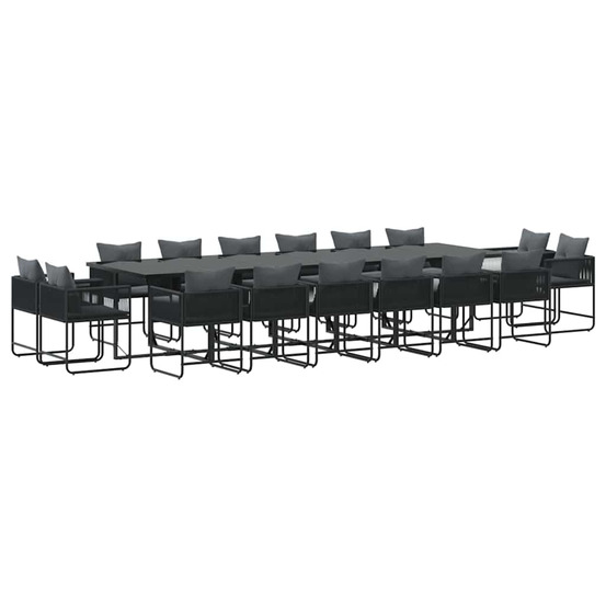 Ensemble de salle à manger pour jardin 17 pcs noir acier