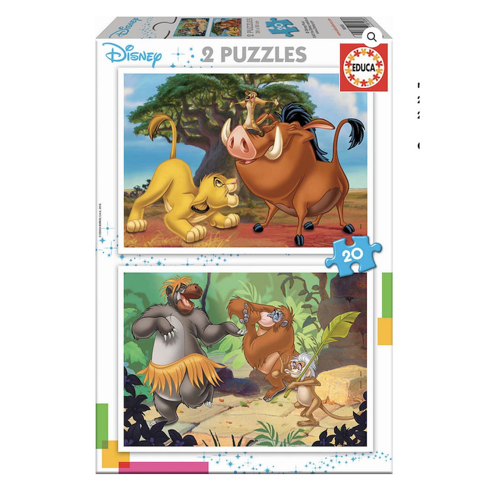 2 puzzles de 20 pieces disney animaux