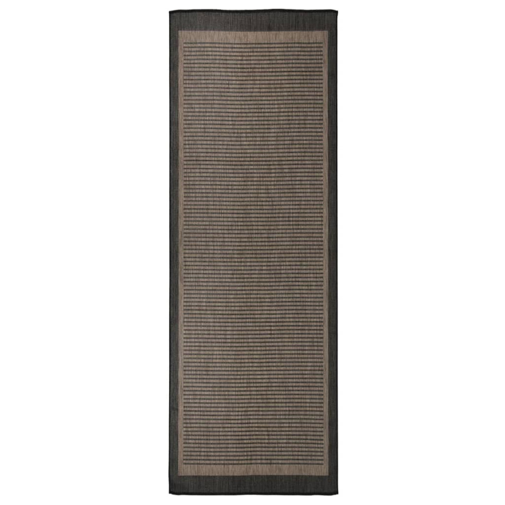 Tapis à tissage plat d'extérieur 80x250 cm marron foncé