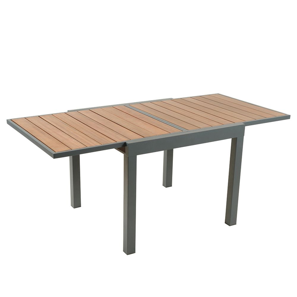 Table de jardin extensible 180 cm en aluminium et bois d'eucalyptus nido