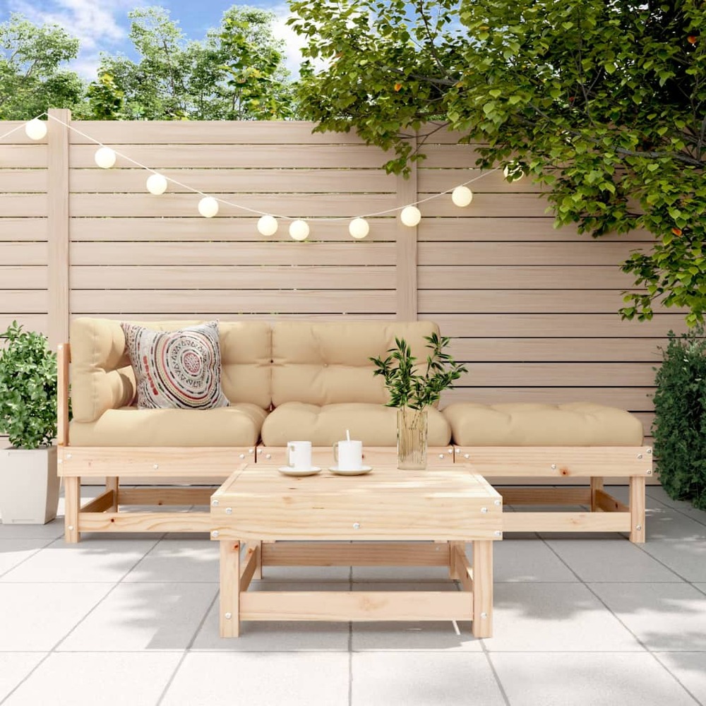Salon de jardin 4 pcs bois massif de pin