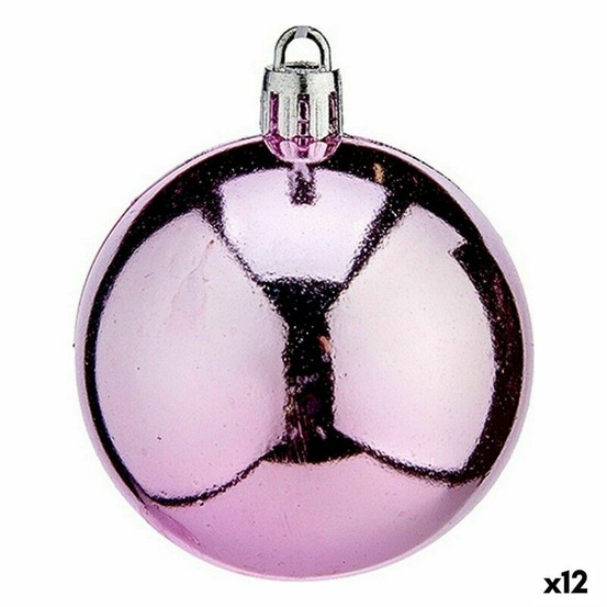 Lot de boules de noël rose plastique 6 x 7 x 6 cm (12 unités)