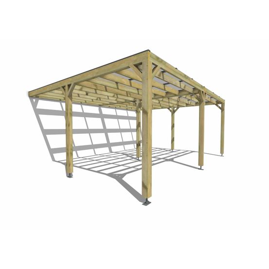 Pergola bois • 6m x 5m • adossée • sens largeur • couverture étanche transparente incluse • livraison comprise
