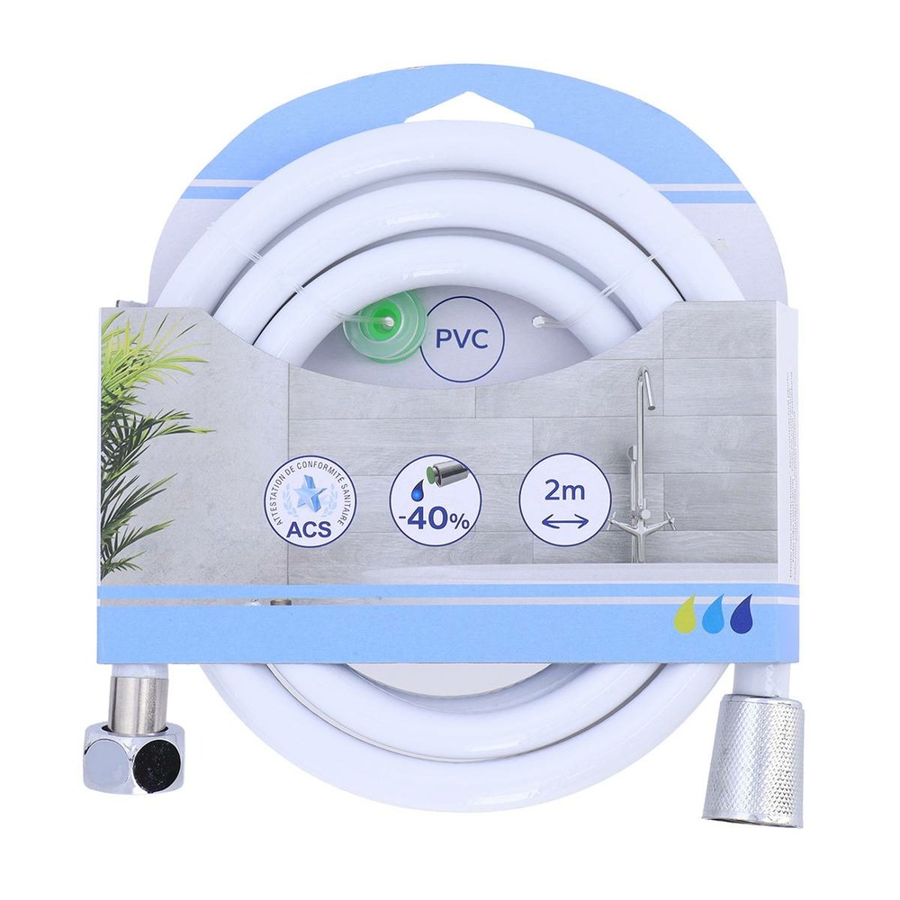 Flexible de douche pvc 200cm - blanc