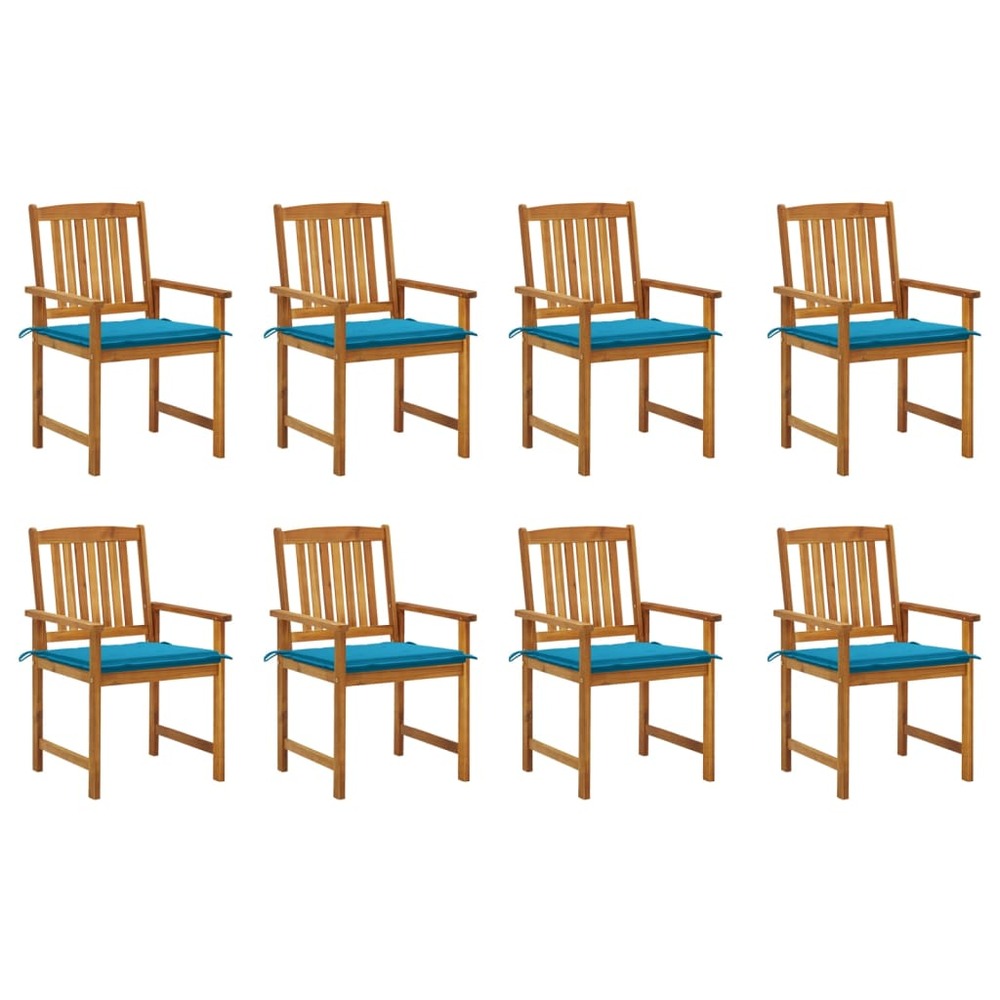 Chaises de jardin avec coussins 8 pcs bois d'acacia solide