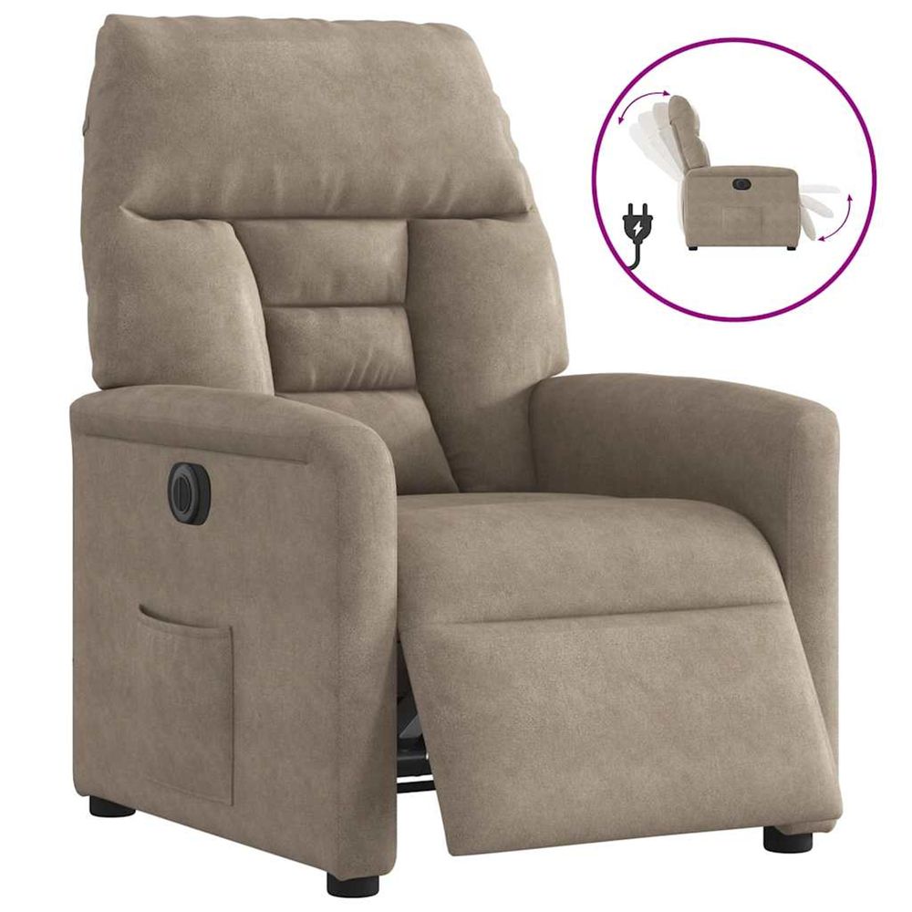 Fauteuil inclinable électrique taupe tissu microfibre