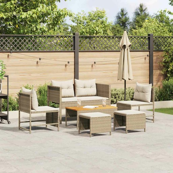 Ensemble de canapé de jardin 6 pcs beige et crème polyrotin