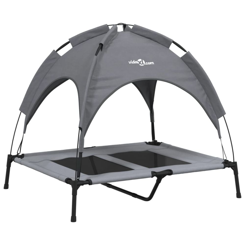 Lit pour chien avec auvent anthracite tissu oxford et acier