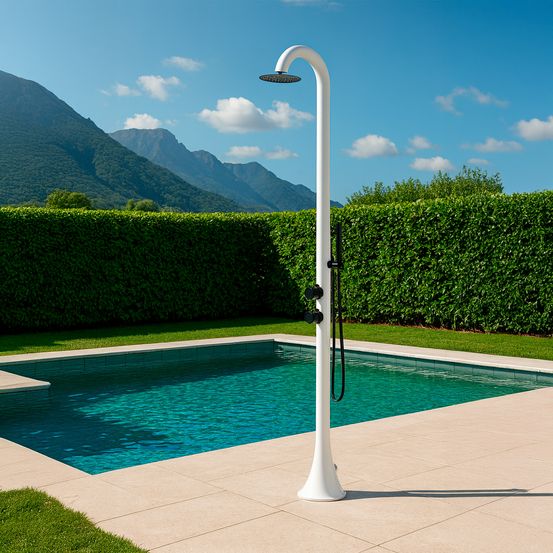 Douche blanche et noire en acier inox 316l nautique avec douchette mobile