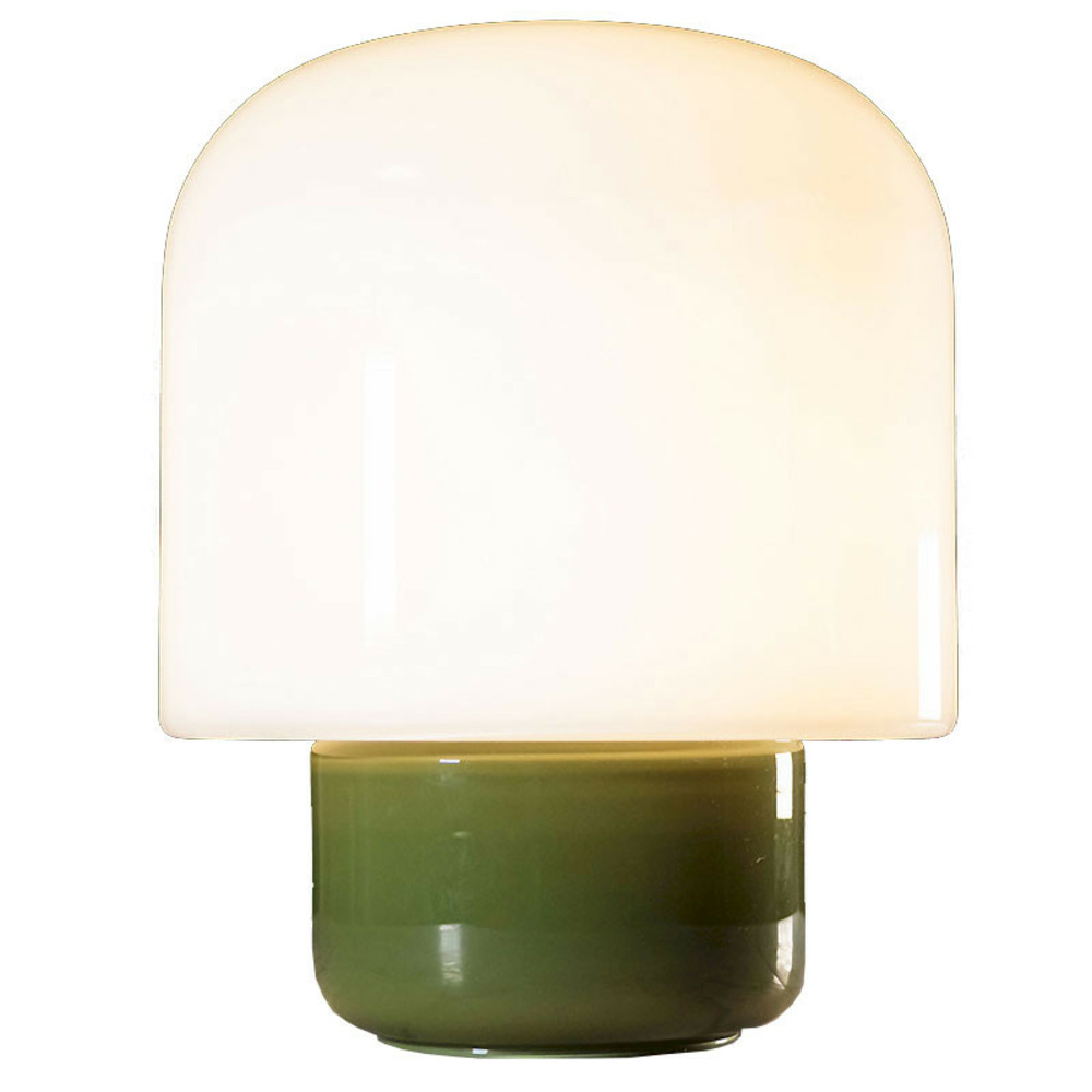 Lampe niu blanc kaki verre 25x25x32cm