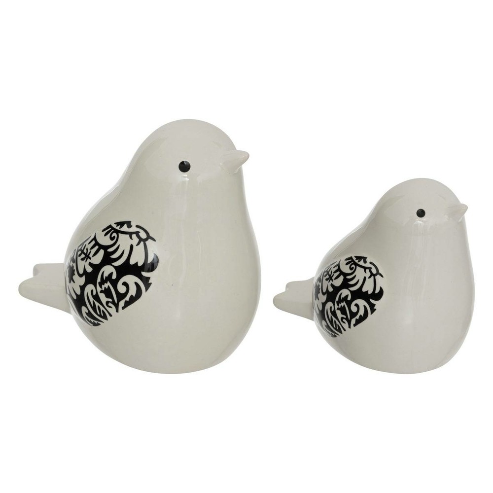 Lot de 2 oiseaux en céramique h11,5cm blanc