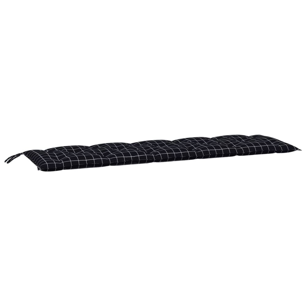 Coussin de banc de jardin carreaux noir 180x50x7cm tissu oxford