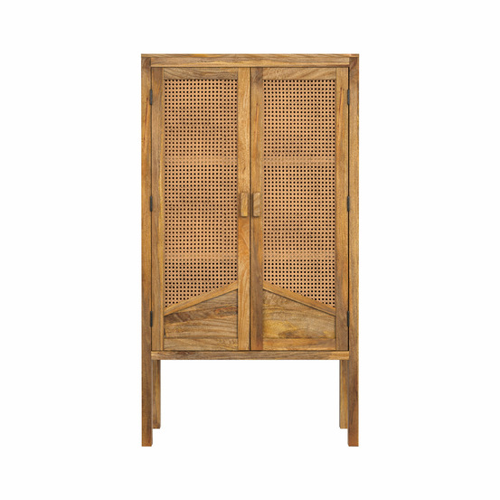Tiki-armoire en cannage et bois 2 portes