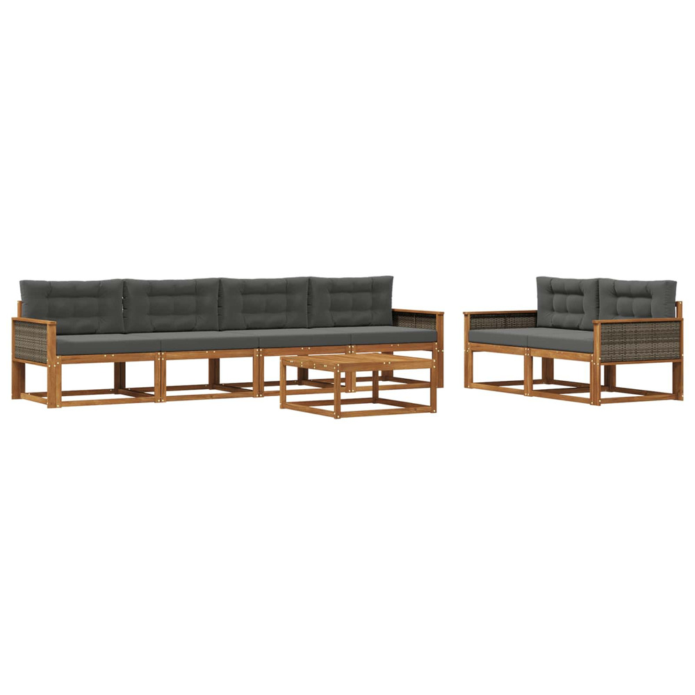 Ensemble de canapés d'extérieur 7 pcs naturel et anthracite