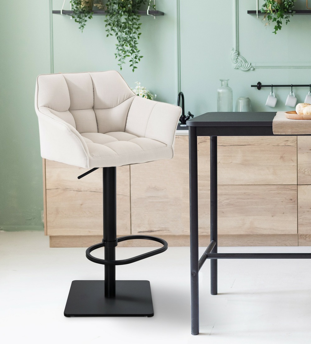 Lot de 2 tabourets de bar damaso tissu noir