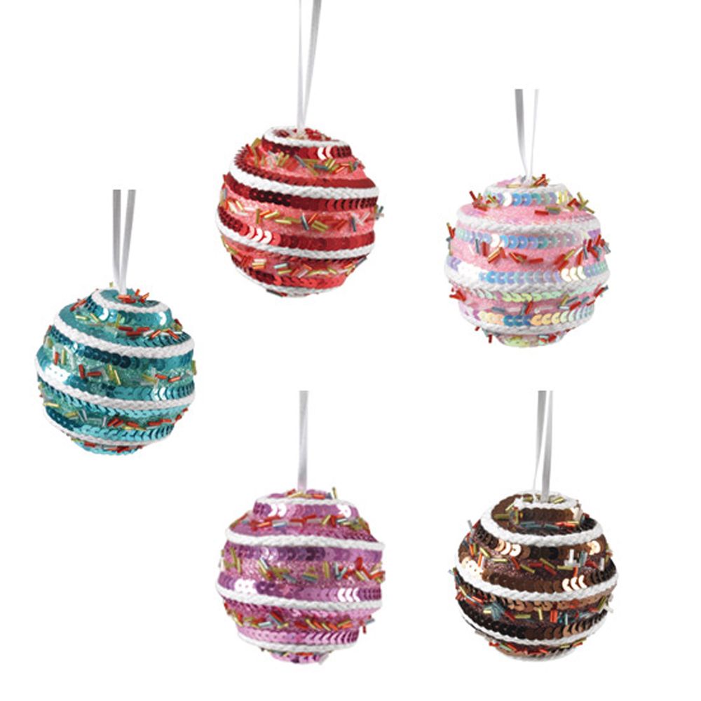 Lot de 5 boules de noël pailletées – multicolore