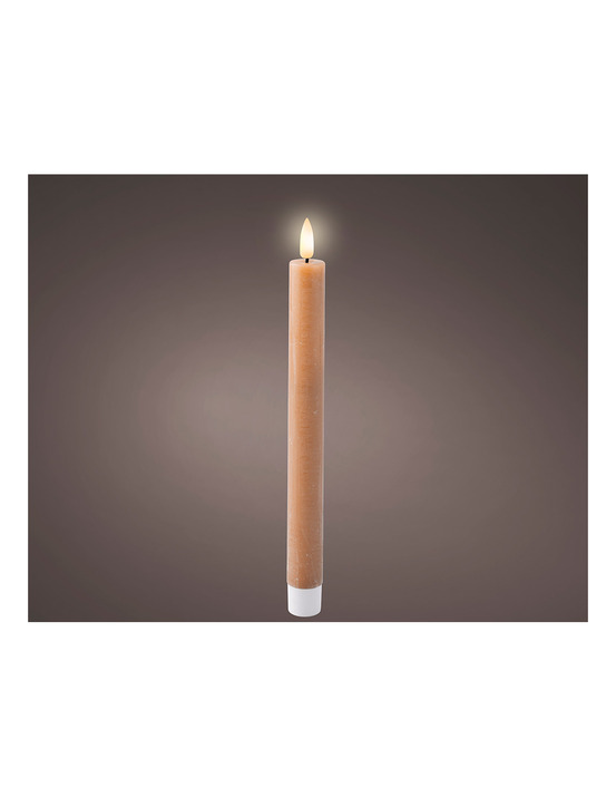 Pack de 2 bougies led brun, ø2,2x24,5cm. Luminéo