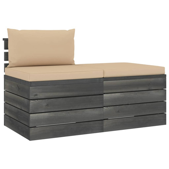 Salon palette de jardin 2 pcs avec coussins bois de pin massif