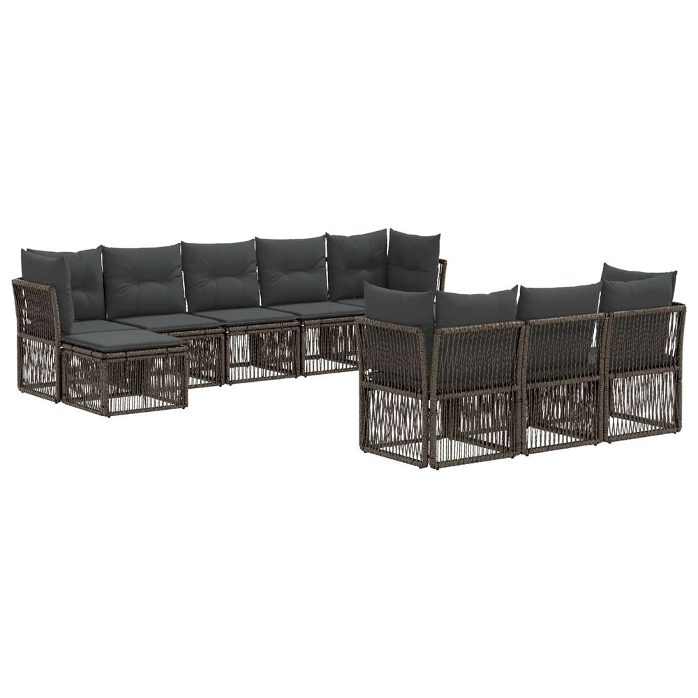 Ensemble de canapé de jardin 10 pc gris polyrotin