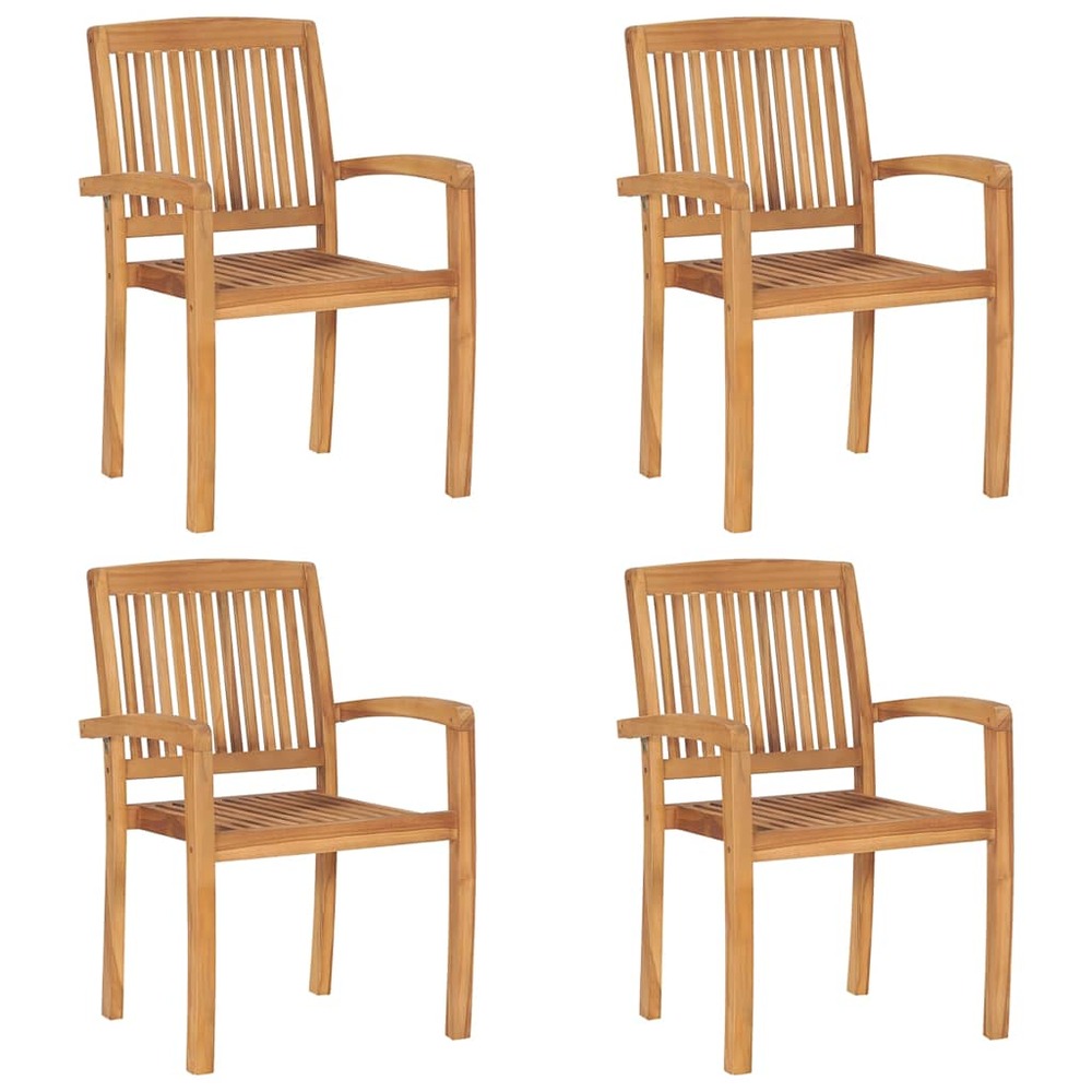 Chaises de jardin empilables avec coussins lot de 4 teck solide