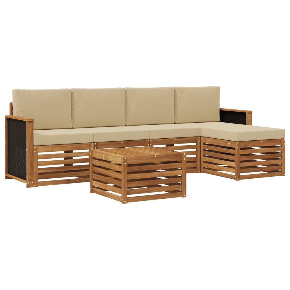 Ensemble de canapés d'extérieur 6 pc naturel et beige