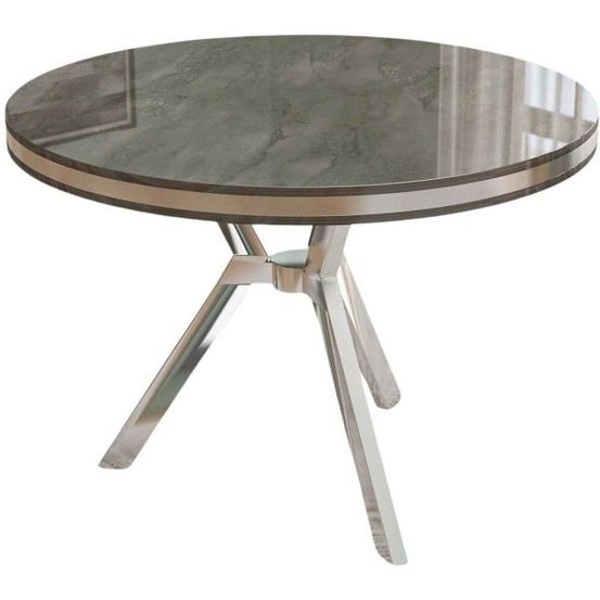 Table de repas ronde pieds métal mos anthracite et chrome