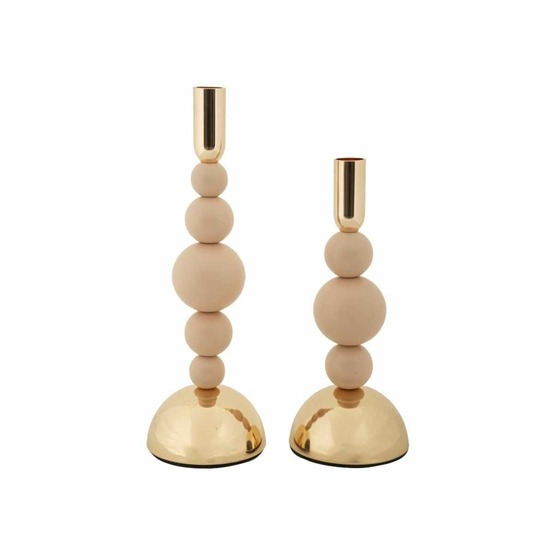 Bougeoir en métal holder (lot de 2) rose et doré