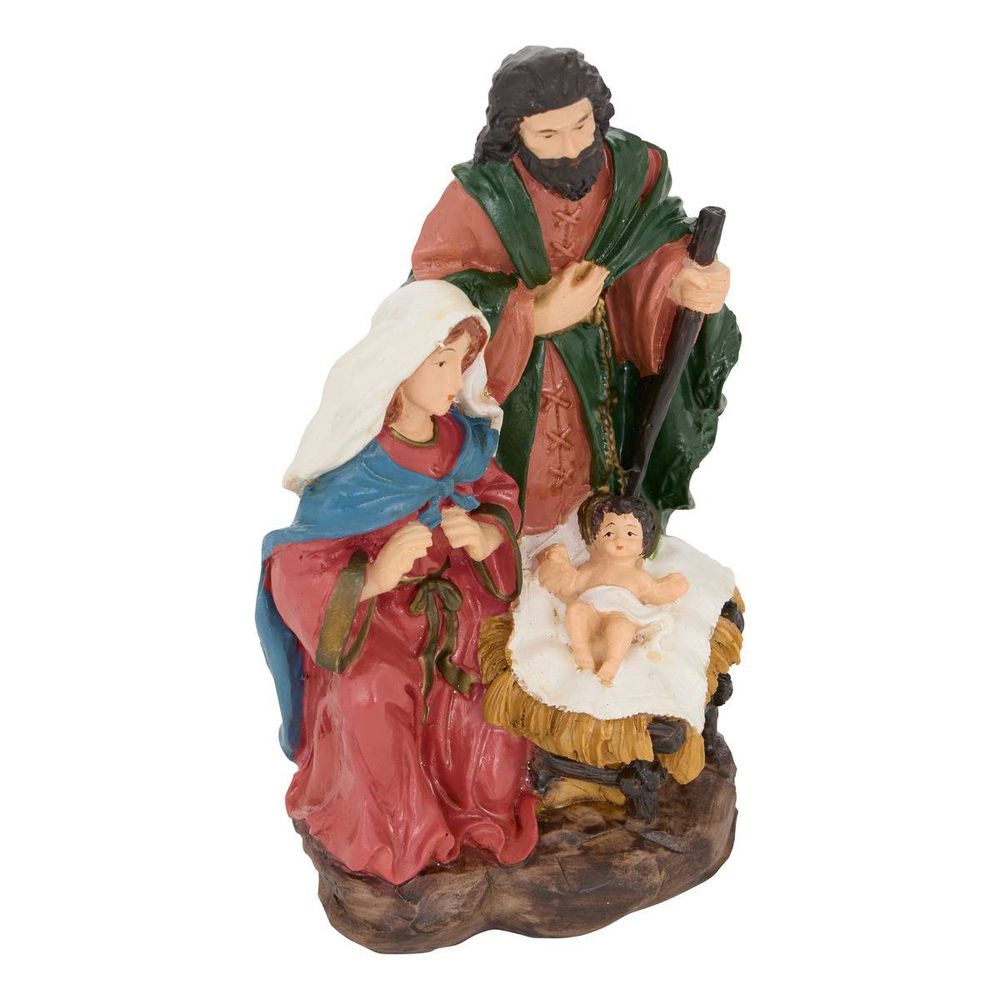 Santon lueri jésus, marie et joseph en résine h. 16 cm