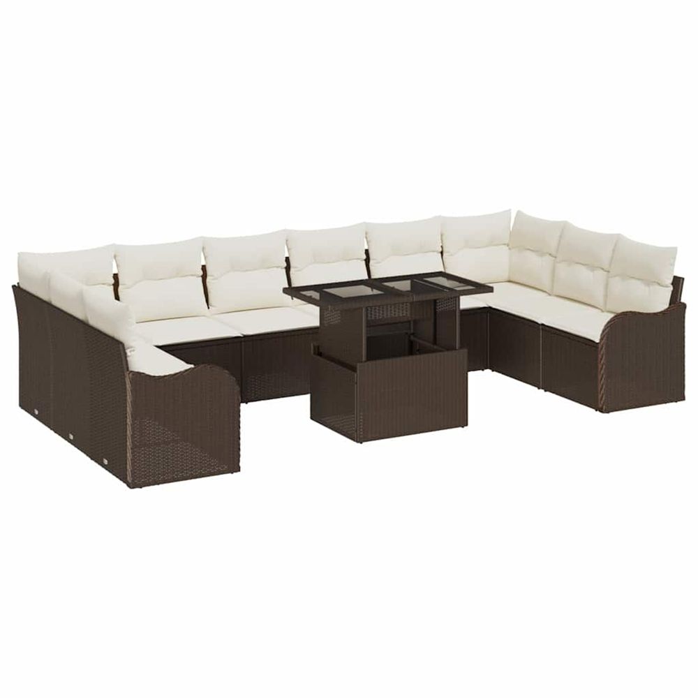 Ensemble de canapé de jardin 11 pc marron poly rotin