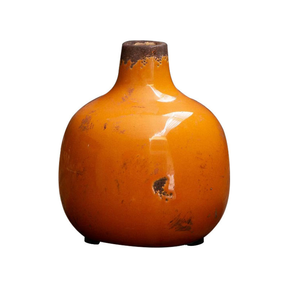 Vase céramique orange 9x9x10cm