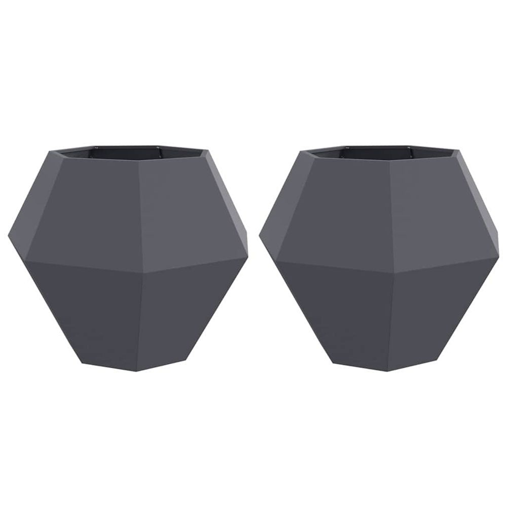 Jardinière d'extérieur 2 pc anthracite 100 x 100 x 80 cm acier