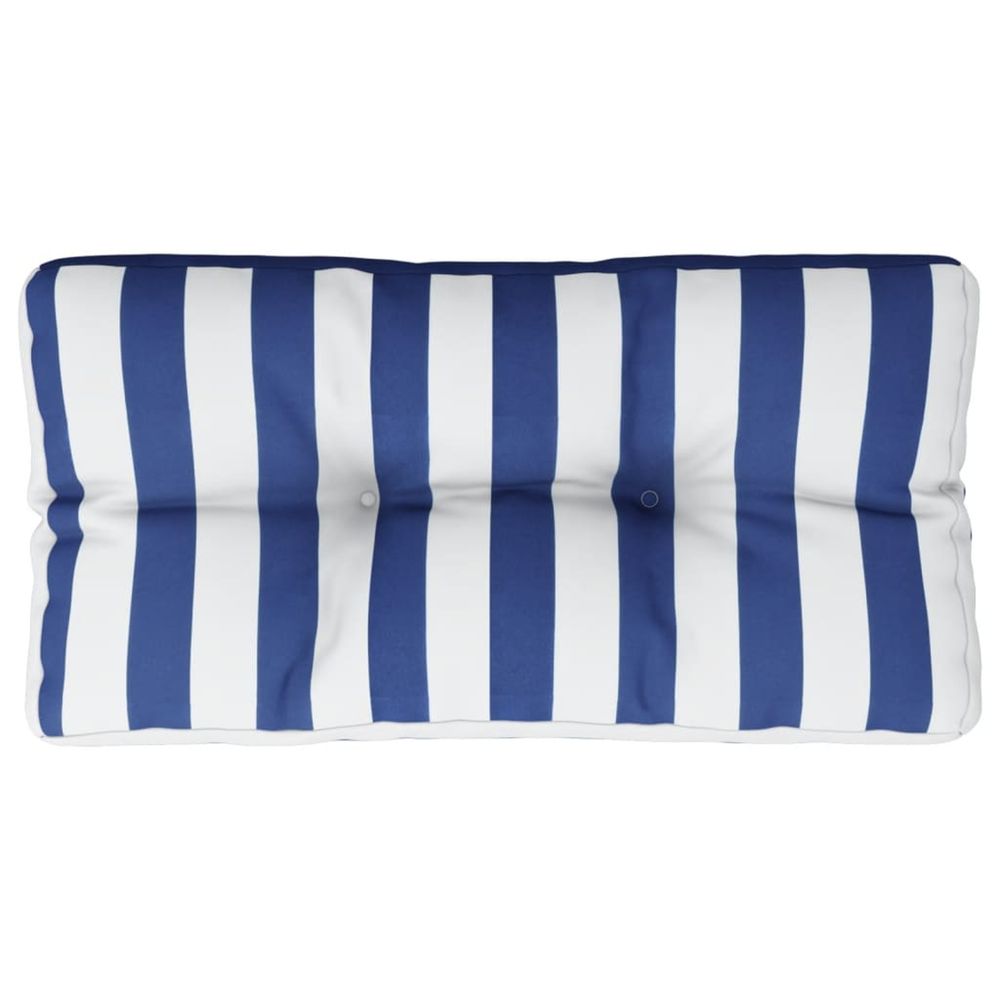 Coussin de palette rayures bleues et blanches 80x40x12 cm tissu
