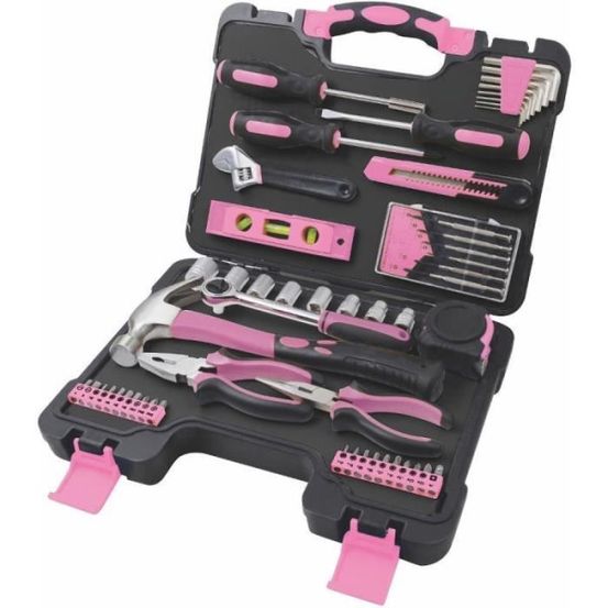 Ensemble d'outils - - fdg 5010-53r - 53 pieces - couleur rose - outils pour femmes