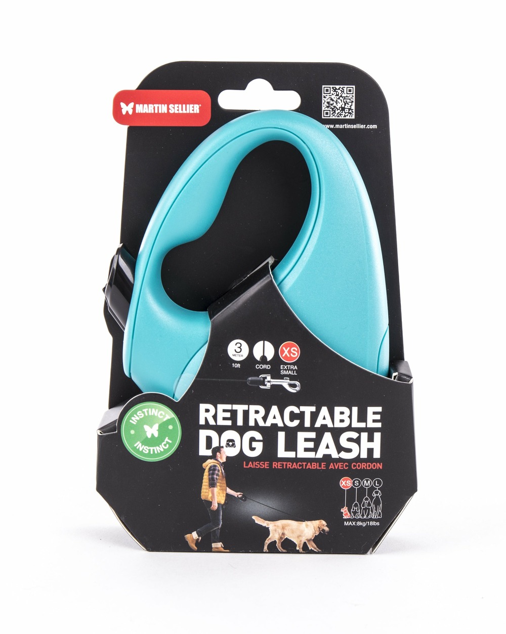 Martin sellier - laisse enrouleur cordon rétractable pour chiens - logo réfléchissant - collection instinct