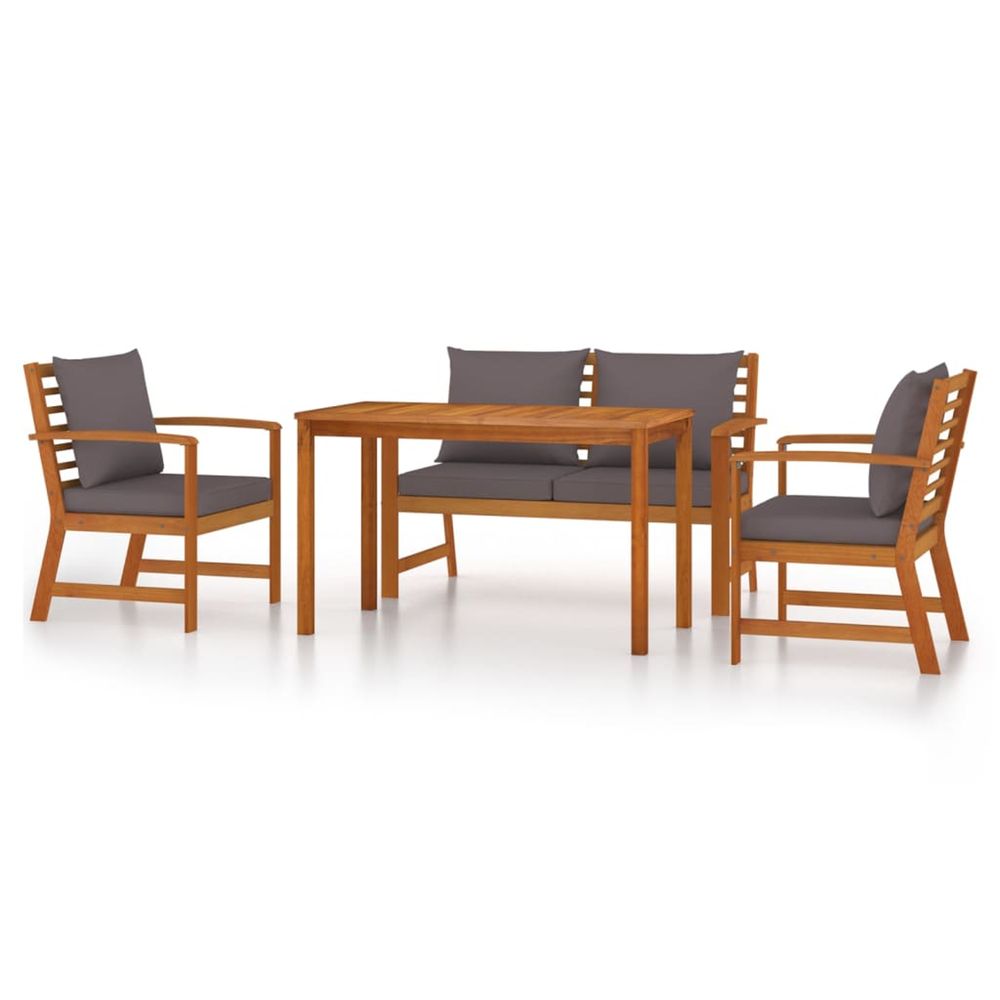 Ensemble à manger de jardin 4 pcs coussins bois acacia