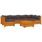 Salon de jardin meuble d'extérieur ensemble de mobilier 7 pièces avec coussins bois d'acacia solide