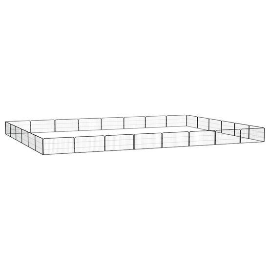 Parc chien 28 panneaux acier modulable pour jardin extérieur noir 100x50cm