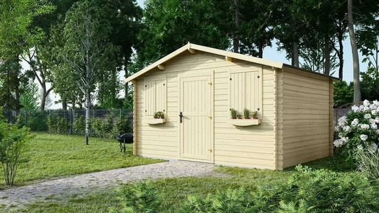 Abri de jardin en bois - 12m2 - 4x3m - ep. 28mm - couleur: naturel - dom337 - altanka
