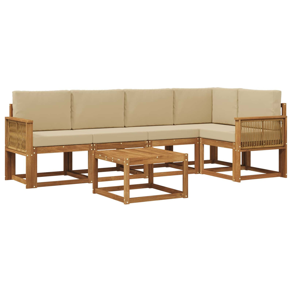 Ensemble de canapés d'extérieur 6 pcs naturel et beige