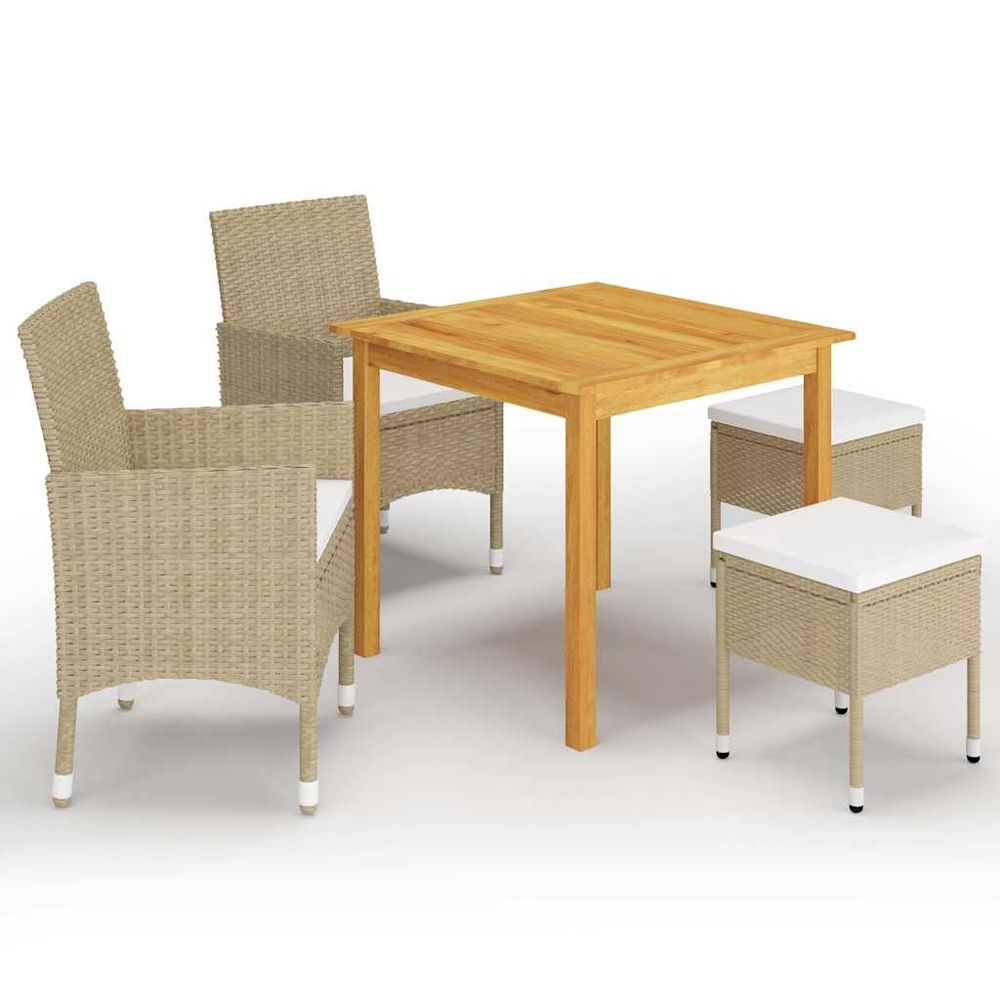 Ensemble à manger de jardin 5 pcs beige