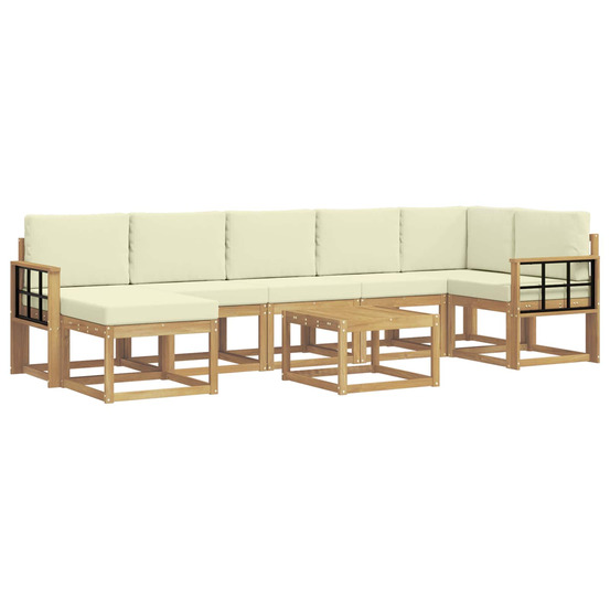 Ensemble de canapés d'extérieur 8 pcs blanc et crème polyester