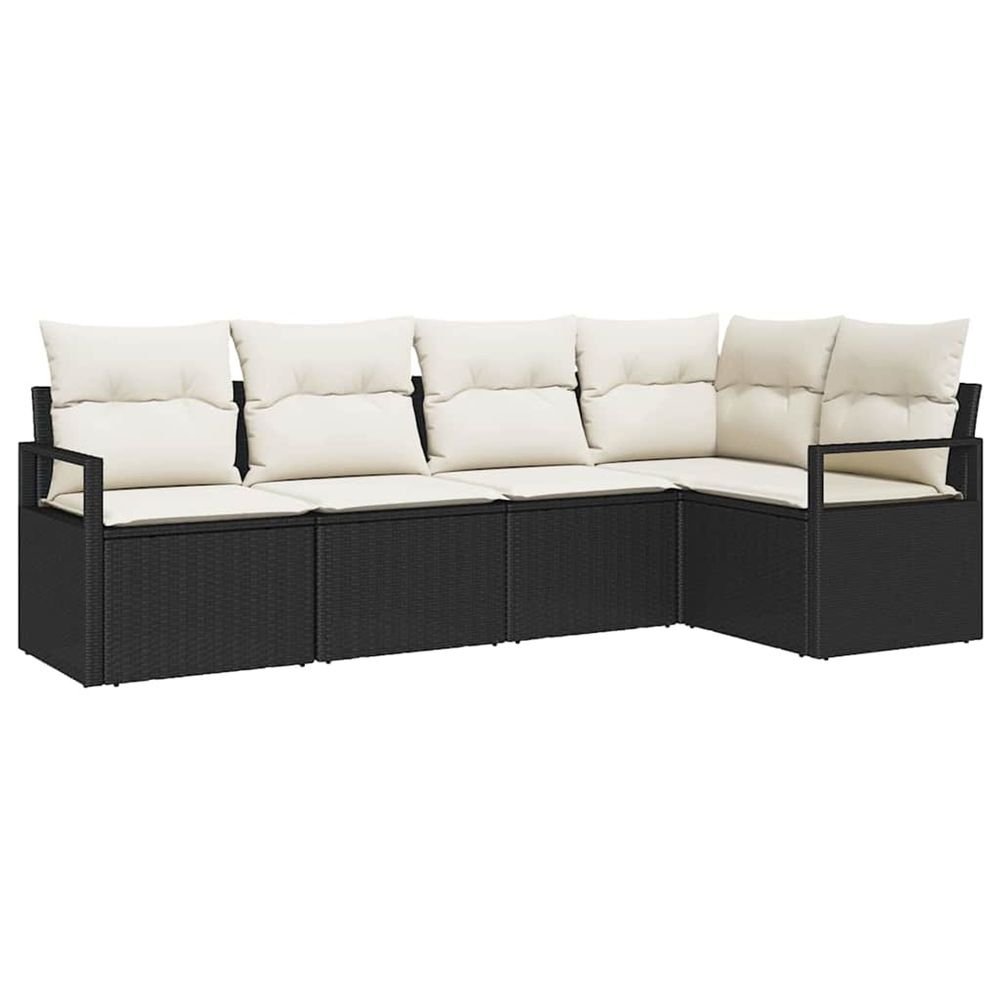 Ensemble de canapés 5 pc noir polyrotin