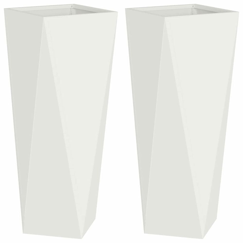 Jardinière d'extérieur 2 pc blanc 30 x 30 x 75 cm acier
